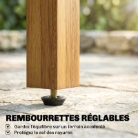 Outsunny Table Basse de Jardin Carrée en Bois d'acacia Massif, avec Plateau à Lattes, Pieds Réglables, 48x48x46cm, Naturel(m-7)