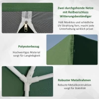 Outsunny Tuinpaviljoen paviljoen partytent tuintent met muggengaas beige 3 x 3 m(m-5)