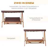 Outsunny Hollywoodschommel hout tuinschommel schommelbank ligfunctie 3 personen(m-4)