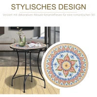 Outsunny tuintafel mozaïek tafel ronde bistrotafel bijzettafel rood Ø60 cm(m-4)