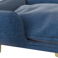 PawHut Hondenbank, huisdierenbank, huisdierenbed, afneembare en wasbare bekleding, natuurlijk + donkerblauw(m-12)
