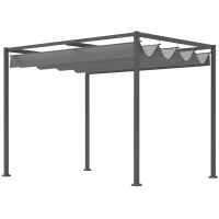 Outsunny Pergola paviljoen terrasoverkapping met schuifdak polyester grijs(m-1)