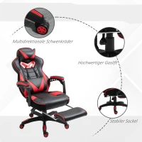 Vinsetto Ergonomische kantoorstoel gamestoel draaistoel verstelbare rugleuning rood(m-7)