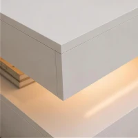 HOMCOM LED-salontafel met opbergruimte, 2-laags modern tafelontwerp met open plank en afstandsbediening, hoogglans wit(m-12)