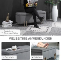 HOMCOM zitbanj elegante gepolsterde bank met opbergruimte kist donkergrijs(m-4)