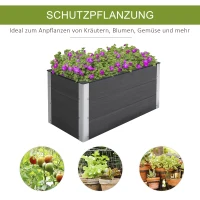 Outsunny plantenbak bloemenkuip terras balkon weerbestendig grijs zonder bodem buiten(m-4)