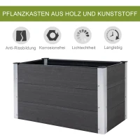 Outsunny plantenbak bloemenkuip terras balkon weerbestendig grijs zonder bodem buiten(m-6)