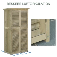 Outsunny Gereedschapsschuur 4 vakken Gereedschapsschuur Gereedschapskast schuur naturel / grijs(m-7)