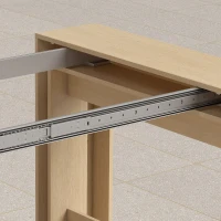 HOMCOM Uitschuifbare eettafel voor kleine ruimtes, om te bouwen tot console, zitplaatsen voor 10 personen, houtlook lichtbruin(m-11)