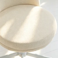 HOMCOM Bureaustoel voor thuis, met hoogteverstelling, kantelfunctie, draaibare stoel met wielen, crème(m-11)
