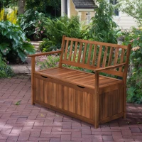 Outsunny Tuinbank met opbergruimte kistbank zitbank opbergbox 2-zitsbank hout bruin(m-2)