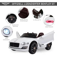 HOMCOM Kinderauto Bentley GT elektrische auto kindervoertuig met afstandsbediening kinderen wit(m-5)