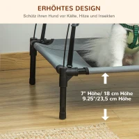 PawHut Huisdierenbed met luifel verhoogd hondenbed hondenligbed ademend taft-stof(m-6)