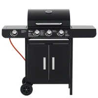Outsunny gasgrill BBQ met 4 branders metaal zwart 110 x 50 x 100 cm(m-11)