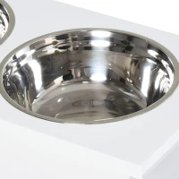 PawHut Hondenvoerbak met opbergruimte 2 bakken, voerstation, etensbak voor katten, MDF roestvrij staal(m-10)
