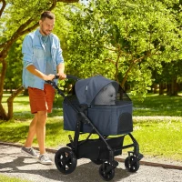 PawHut 2-in-1 design hondenbuggy, opvouwbare hondentas, donkerblauw(m-2)
