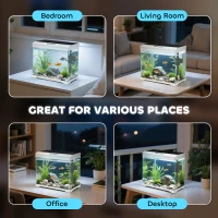 PawHut Aquarium, 17 L Tropenfischaquarium, leichte Pflege, klare Sicht, mit LED-Leuchten, 35L x 21B x 31H cm, Weiß+Schwarz(m-8)
