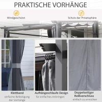 Pergola Outsunny 2,97 x 2,95 m, tuinpaviljoen met zonnekap, zijpanelen(m-6)