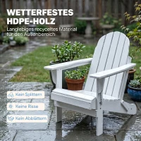 Outsunny tuinstoel, klapstoel, ergonomisch design, weerbestendig, kunststof, wit, 73 x 82 x 88 cm(m-6)