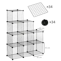 HOMCOM Steckregal, Kubusplank, Schoenenrek, 9 kubussen, modulair ontwerp, Staal, zwart, 35 x 35 x 35 cm per kubus(m-3)