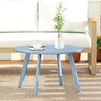Outsunny Petite table basse ronde, table d'appoint avec patins antidérapants, cadre en métal, pour jardin, Ø 70 x 42 cm, bleu(m-2)