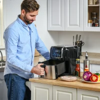 HOMCOM heteluchtfriteuse 6,5 L 1700W met 8 menu's LED-display Mand met antiaanbaklaag voor gezond vetarm koken zonder olie Zwart 36.5 x 29 x 33.8 cm | aosoom(m-2)