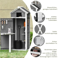 Outsunny gereedschapsschuur met deur dak gereedschapsschuur klaptafel grijs vurenhout(m-4)