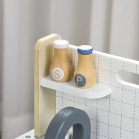 AIYAPLAY houten kinderkeuken speelkeuken met etenswaren, spoelbak & accessoires speelgoedkeuken poppenkeuken speelset voor kinderen cadeau voor meisjes en jongens 3-5 jaar grijs(m-9)