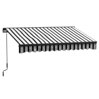 Outsunny Zonnescherm Luifel Terrasluifel, weerbestendig, 1 handkruk, 295 x 250 x 150 cm, Grijs + Wit(m-1)
