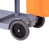 HOMCOM Schoonmaakwagen schoonmaaktrolley systeemwagen met vuilniszak 3 vakken, grijs(m-8)