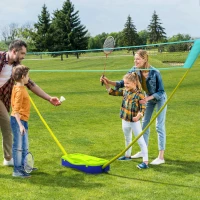 SPORTNOW Badminton-Net-Set Volleybal-Net-Set, 3-delig Set, 400 cm x 22,4 cm x 155 cm, Zwart + Blauw + Groen(m-2)