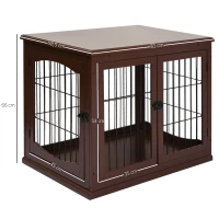 PawHut Hondenbox, 2 ingangen, afsluitbaar, MDF en metaal, 58,4 x 81,3 x 66 cm, Zwart(m-3)