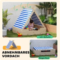 AIYAPLAY Sandkiste für Kinder, Sandkasten mit wetterfestem Zeltdach, für 3 Kinder im Alter von 3-6 Jahren, 120 x 120 x 126,5 cm(m-4)