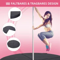 HOMCOM Pole-Dance-Matte, 5 cm dicke runde Kunststoff-Matte für Pole-Dance-Übungen, Gymnastik, Yoga, Schwarz(m-4)