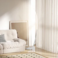 HOMCOM LED-Flurlampe mit anpassbarer Helligkeit, Moderne Stehlampe mit Fußschalter für Schlafzimmer, Wohnzimmer, Silber(m-2)