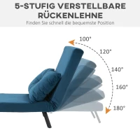 HOMCOM Relaxsessel Liegesessel Samtsessel, Liegefunktion, Samtoptik, 63 cm x 73 cm x 81 cm, Blau(m-5)