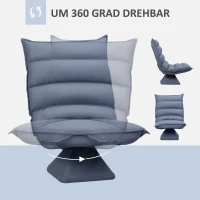 HOMCOM fauteuil, draaibare, verstelbare rugleuning, lederlook, stalen frame, grijs, 62 x 62 x 95 cm(m-5)