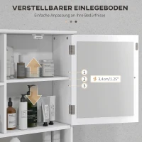 HOMCOM Badkamermeubel spiegelkast badkamerkast hangkast wandkast MDF wit(m-6)
