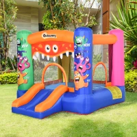 Outsunny Zelfopblazende Springkasteel, met Blower, Patches, Bevestigingsmateriaal, 250 cm x 180 cm x 175 cm, Meerkleurig(m-2)