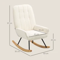 HOMCOM schommelstoel met sherpa fleece, draagvermogen 150 kg, creme(m-3)