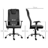 Vinsetto Kantoorstoel draaistoel in hoogte verstelbaar directiestoel ergonomisch bureaustoel(m-3)