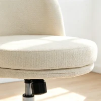 HOMCOM Bureaustoel voor thuis, met hoogteverstelling, kantelfunctie, draaibare stoel met wielen, crème(m-10)