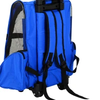 PawHut Hondentrolley transporttas draagtas dieren 2-in-1 rugzak trolley blauw(m-8)