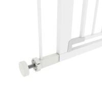 PawHut Deurhek, montage zonder boren, verstelbare breedte 76-97 cm, met één hand te openen, metaal, wit, 76 cm hoog(m-10)