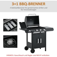 Outsunny gasgrill BBQ met 4 branders metaal zwart 110 x 50 x 100 cm(m-5)