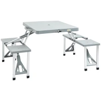 Outsunny® campingtafel set picknicktafel zitgroep klaptafel met 4 stoelen aluminium 135 x 82 x 66 cm | Aosom.nl(m-1)