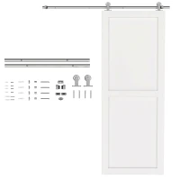 HOMCOM 152CM Quincaillerie porte coulissante de grange, rail porte coulissante de 76 cm de large, épaisseur 30 mm, argenté(m-11)