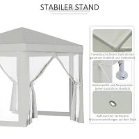 Outsunny Tuinpaviljoen partytent paviljoen tuintent feesttent 6-hoekig, 3,9x3,9m(m-5)