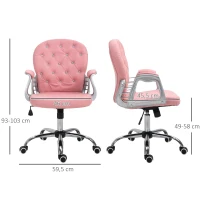 Vinsetto Ergonomische kantoorstoel directiestoel gestoffeerde rugleuning PU roze(m-3)