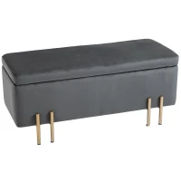 HOMCOM zitbanj elegante gepolsterde bank met opbergruimte kist donkergrijs(m-10)